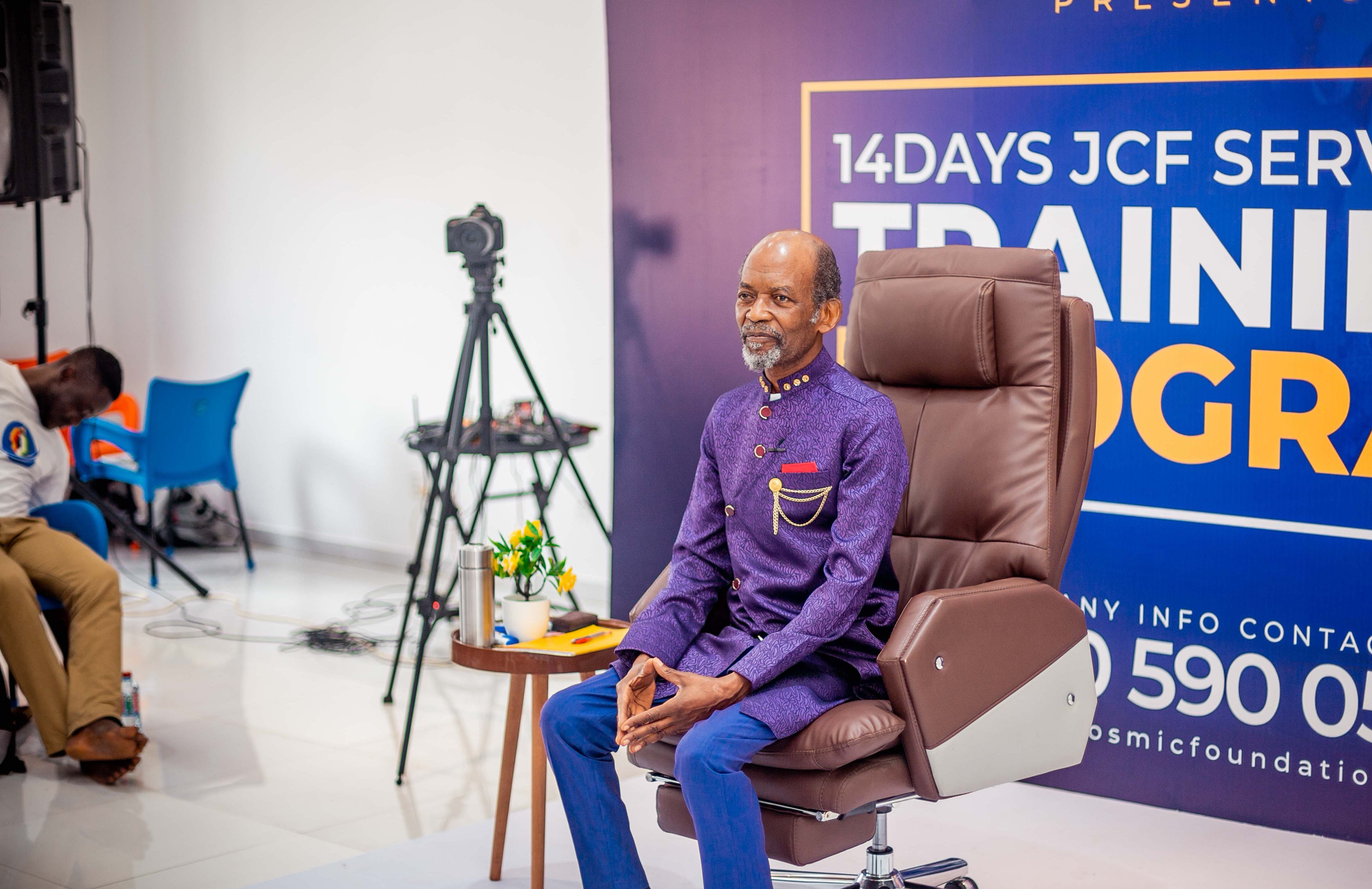 Dr. Baffour Jan seated during a Foundation training